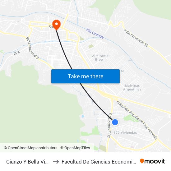 Cianzo Y Bella Vista to Facultad De Ciencias Económicas map