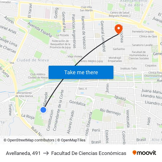 Avellaneda, 491 to Facultad De Ciencias Económicas map