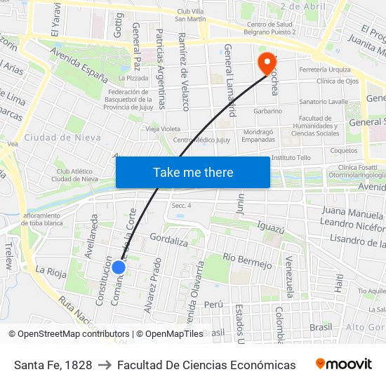 Santa Fe, 1828 to Facultad De Ciencias Económicas map