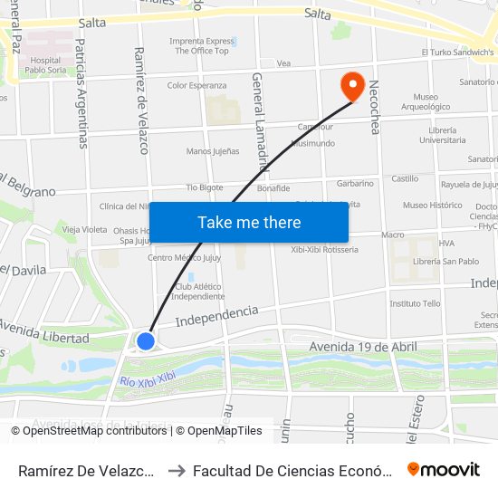 Ramírez De Velazco, 33 to Facultad De Ciencias Económicas map