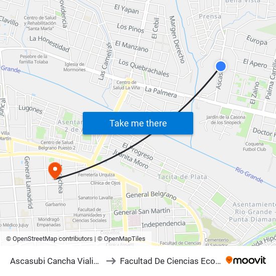 Ascasubi Cancha Vialidad, 275 to Facultad De Ciencias Económicas map