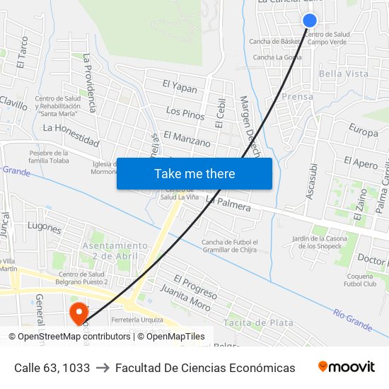 Calle 63, 1033 to Facultad De Ciencias Económicas map