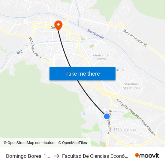 Domingo Borea, 1971 to Facultad De Ciencias Económicas map