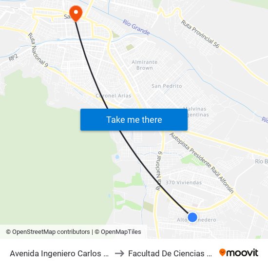 Avenida Ingeniero Carlos Snopek, 1366 to Facultad De Ciencias Económicas map