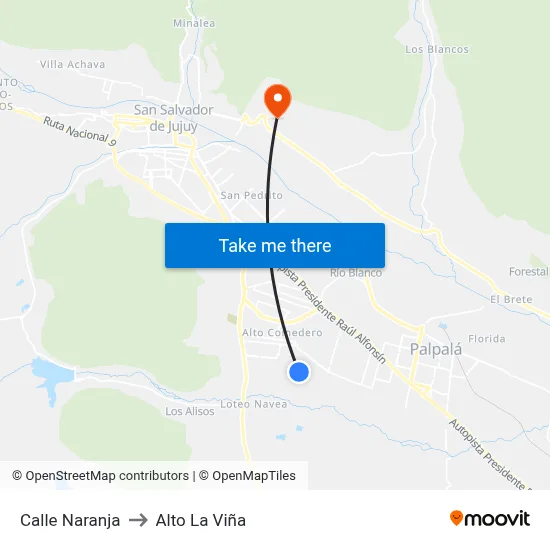 Calle Naranja to Alto La Viña map