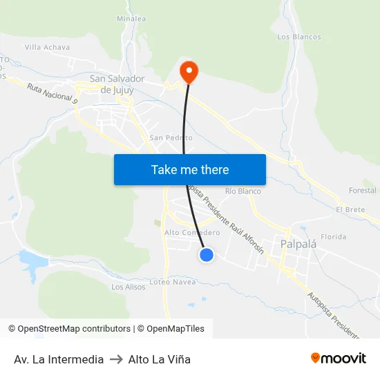 Av. La Intermedia to Alto La Viña map