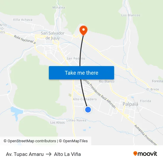 Av. Tupac Amaru to Alto La Viña map