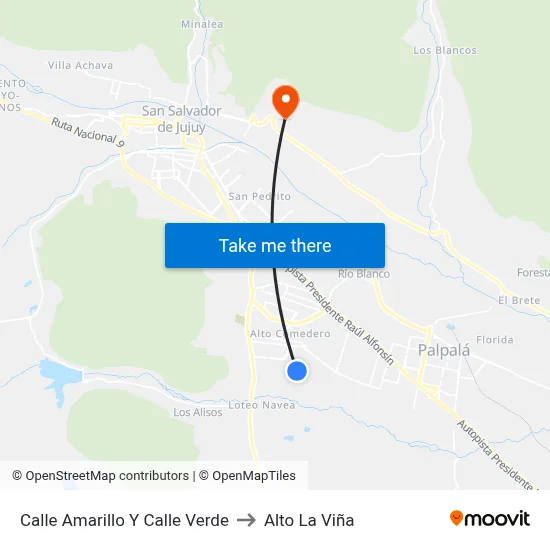 Calle Amarillo Y Calle Verde to Alto La Viña map