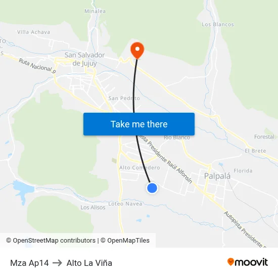 Mza Ap14 to Alto La Viña map