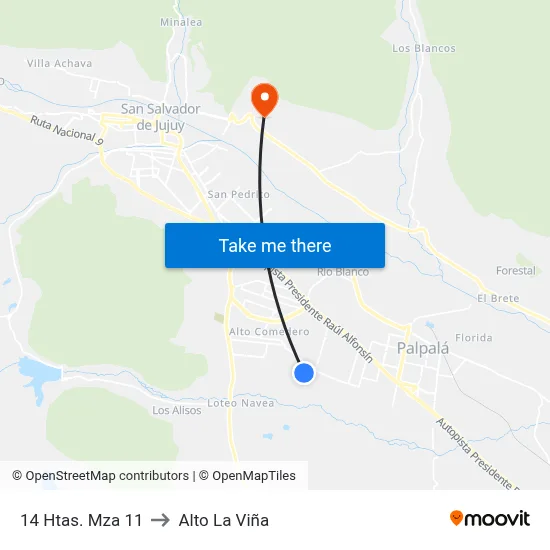 14 Htas. Mza 11 to Alto La Viña map