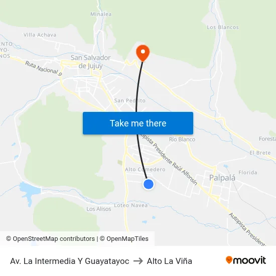 Av. La Intermedia Y Guayatayoc to Alto La Viña map
