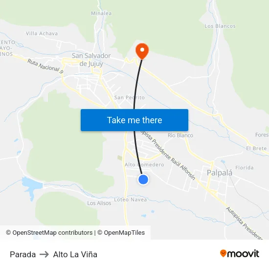 Parada to Alto La Viña map