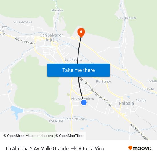 La Almona Y Av. Valle Grande to Alto La Viña map