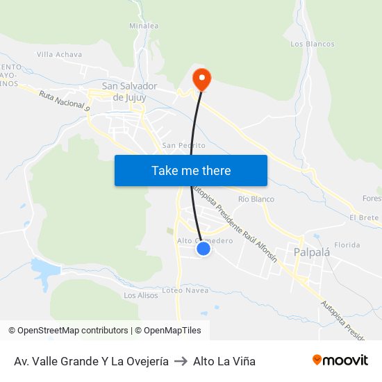 Av. Valle Grande Y La Ovejería to Alto La Viña map