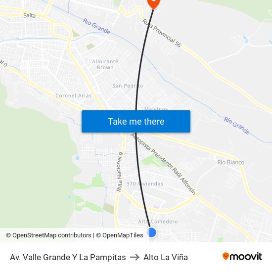 Av. Valle Grande Y La Pampitas to Alto La Viña map