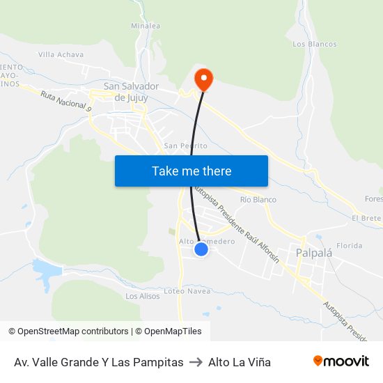 Av. Valle Grande Y Las Pampitas to Alto La Viña map