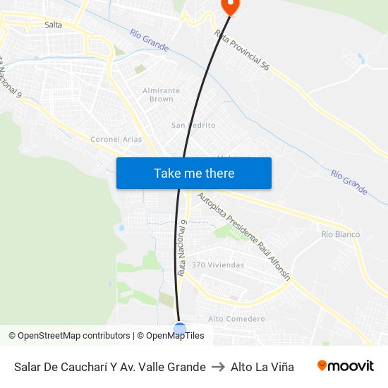 Salar De Caucharí Y Av. Valle Grande to Alto La Viña map