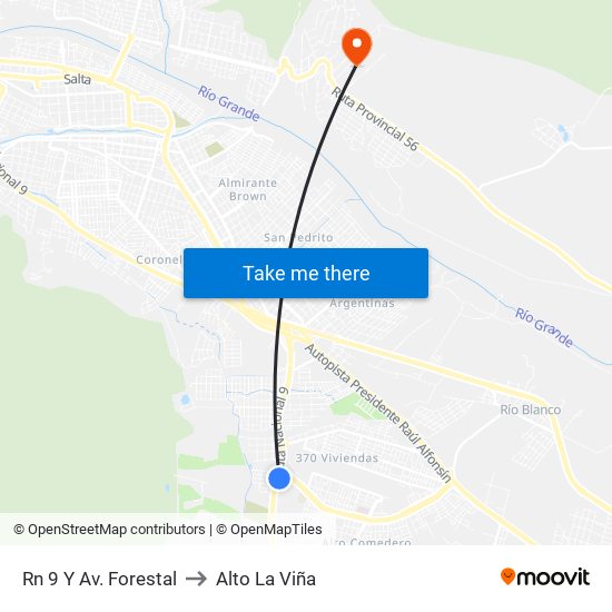 Rn 9 Y Av. Forestal to Alto La Viña map