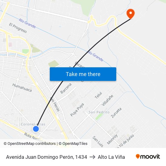 Avenida Juan Domingo Perón, 1434 to Alto La Viña map