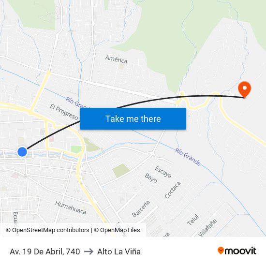 Av. 19 De Abril, 740 to Alto La Viña map
