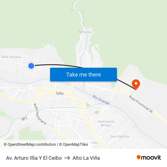 Av. Arturo Illia Y El Ceibo to Alto La Viña map