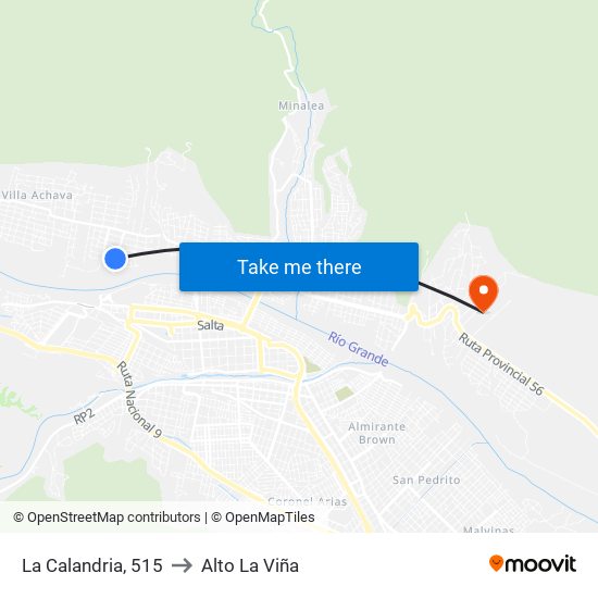 La Calandria, 515 to Alto La Viña map
