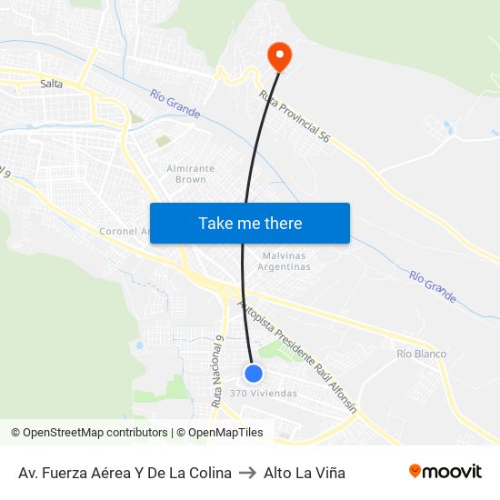 Av. Fuerza Aérea Y De La Colina to Alto La Viña map