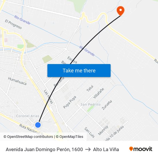 Avenida Juan Domingo Perón, 1600 to Alto La Viña map