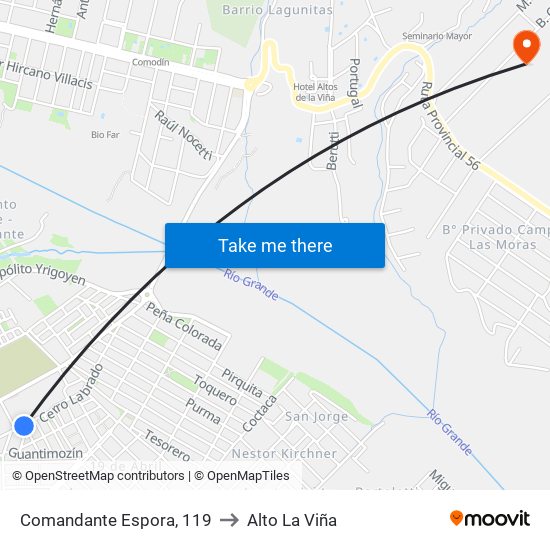 Comandante Espora, 119 to Alto La Viña map