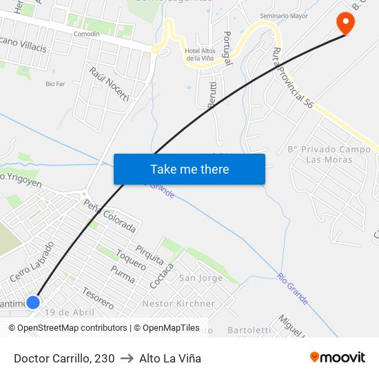 Doctor Carrillo, 230 to Alto La Viña map