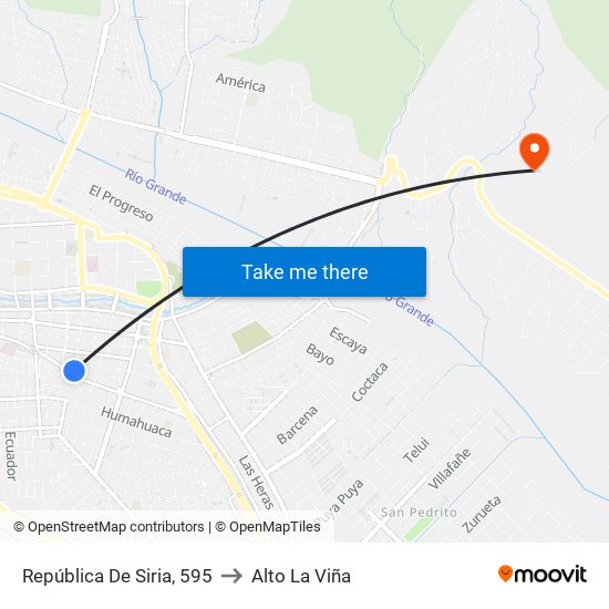 República De Siria, 595 to Alto La Viña map