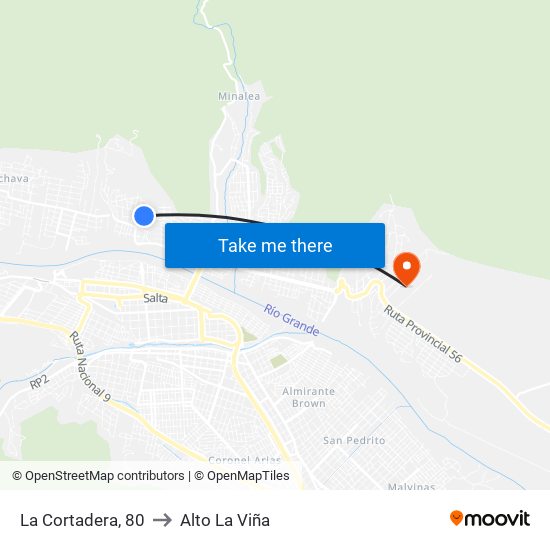 La Cortadera, 80 to Alto La Viña map