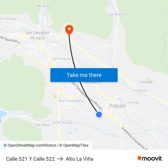 Calle 521 Y Calle 522 to Alto La Viña map