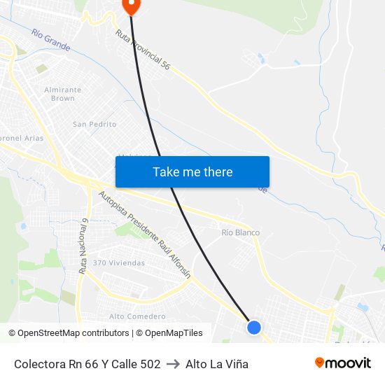 Colectora Rn 66 Y Calle 502 to Alto La Viña map