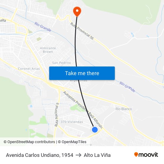 Avenida Carlos Undiano, 1954 to Alto La Viña map