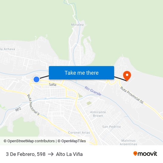 3 De Febrero, 598 to Alto La Viña map