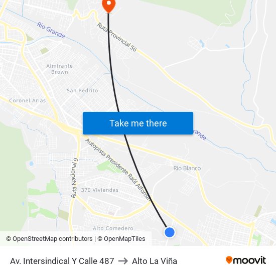 Av. Intersindical Y Calle 487 to Alto La Viña map