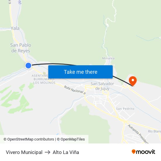 Vivero Municipal to Alto La Viña map