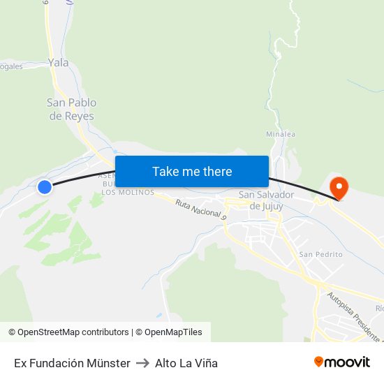 Ex Fundación Münster to Alto La Viña map