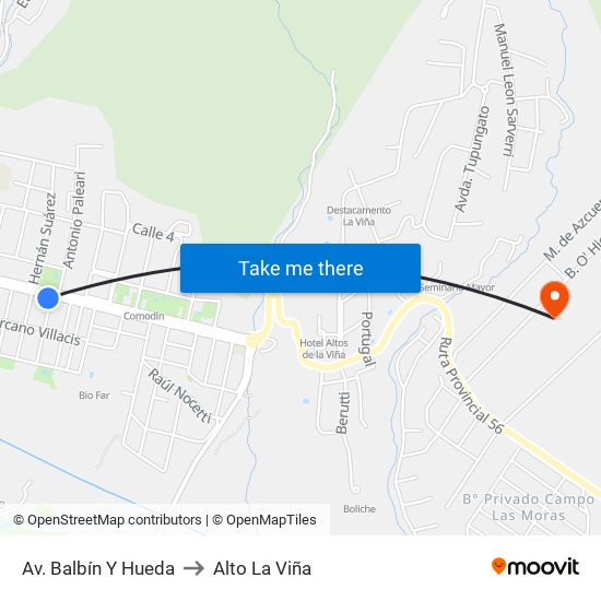 Av. Balbín Y Hueda to Alto La Viña map