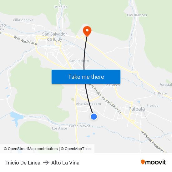 Inicio De Línea to Alto La Viña map