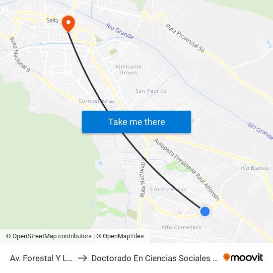 Av. Forestal Y Lemoine to Doctorado En Ciencias Sociales - Fhycs - Unju map