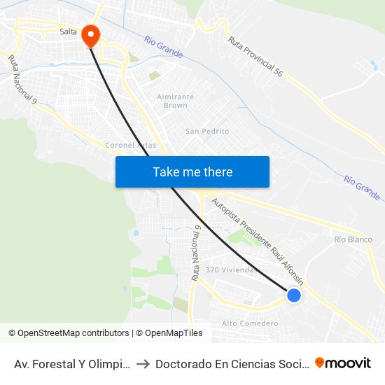 Av. Forestal Y Olimpia Barrionuevo to Doctorado En Ciencias Sociales - Fhycs - Unju map