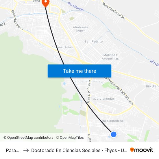 Parada to Doctorado En Ciencias Sociales - Fhycs - Unju map