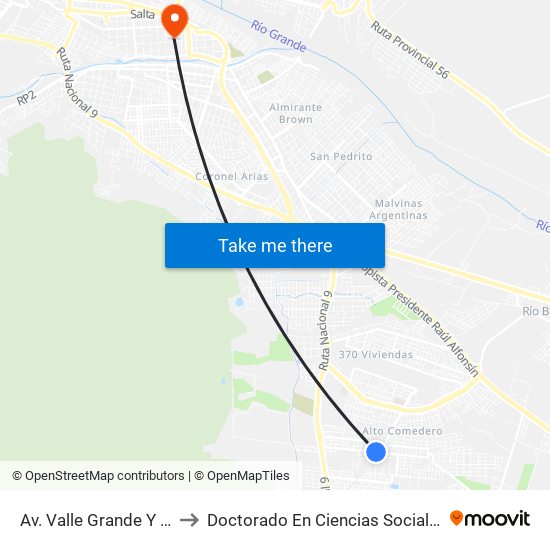 Av. Valle Grande Y Av. Snopek to Doctorado En Ciencias Sociales - Fhycs - Unju map