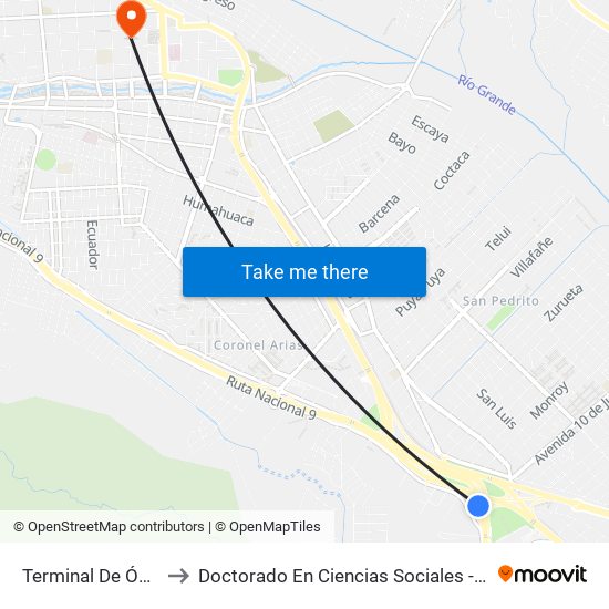 Terminal De Ómnibus to Doctorado En Ciencias Sociales - Fhycs - Unju map