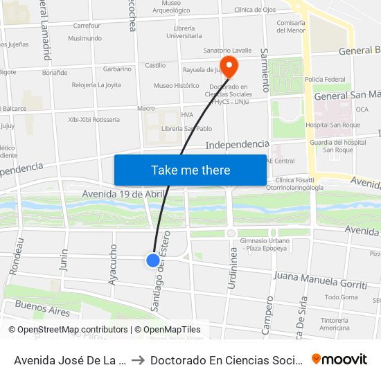 Avenida José De La Iglesia, 1114 to Doctorado En Ciencias Sociales - Fhycs - Unju map