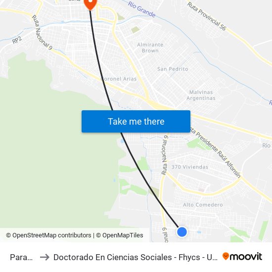 Parada to Doctorado En Ciencias Sociales - Fhycs - Unju map