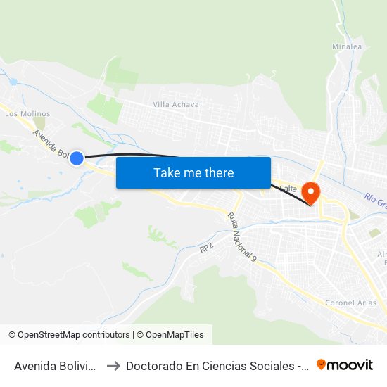 Avenida Bolivia, 3803 to Doctorado En Ciencias Sociales - Fhycs - Unju map