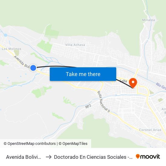 Avenida Bolivia, 3803 to Doctorado En Ciencias Sociales - Fhycs - Unju map